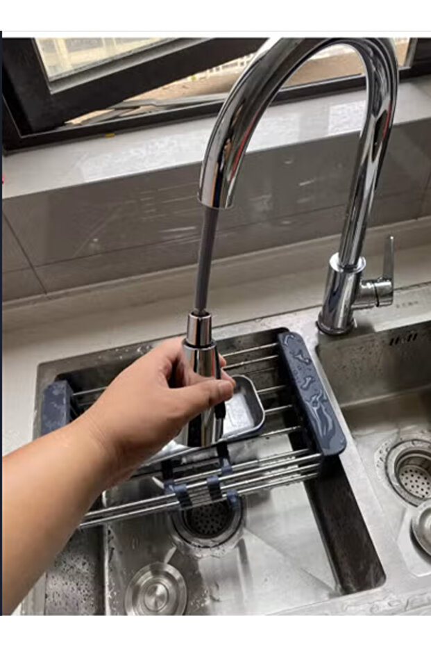 خلاط مطبخ أساسي مع رشاش قابل للسحب، كروم - 3