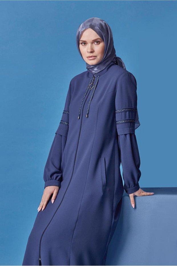 Ribbed Detail Zippered Coat 10356
