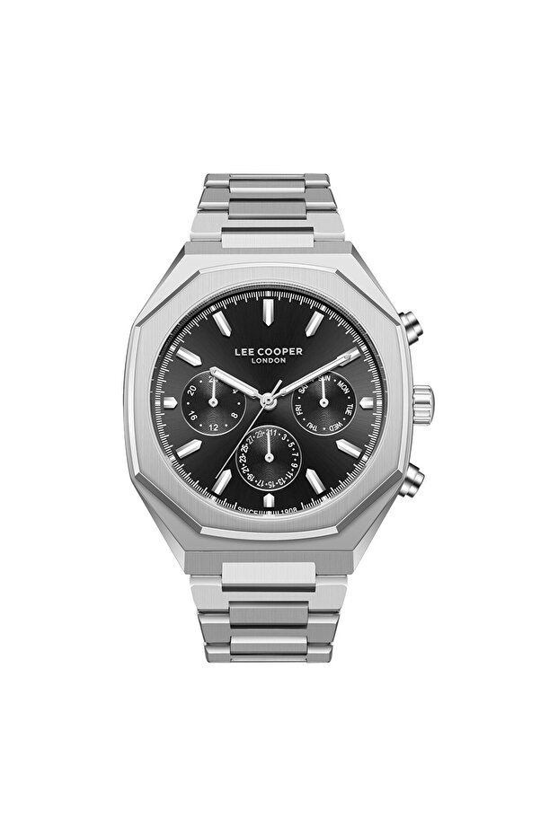 ساعة رجالية متعددة الوظائف بمينا سوداء - LC08045.350 - 5