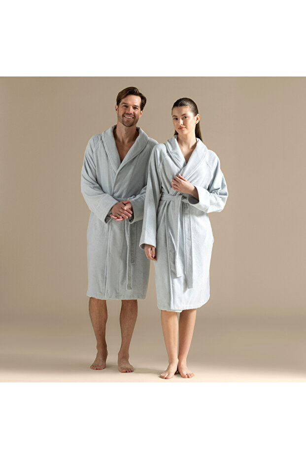 Solid Unisex Bornoz inci Mavi - 1