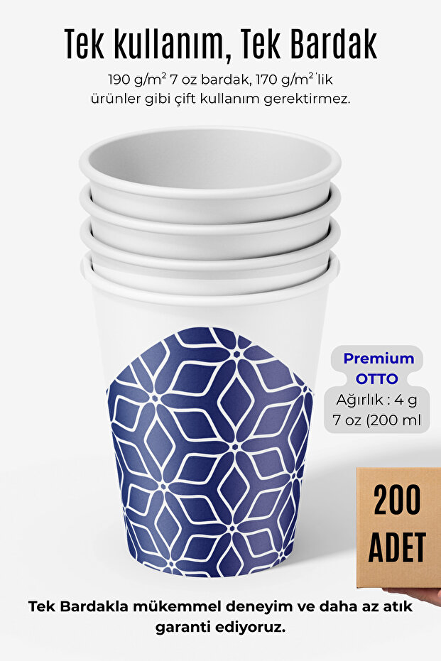7 oz karton bardak 200 adet - 1