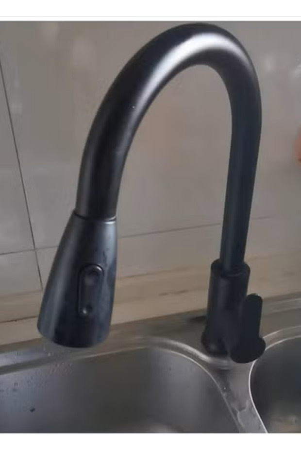 خلاط مطبخ أسود اللون بقاعدة بخاخ قابلة للسحب - 5