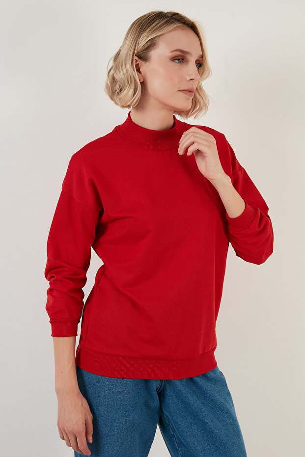 Pamuklu Dik Yaka Basic Örme Sweat SWEAT 5863323 - 7