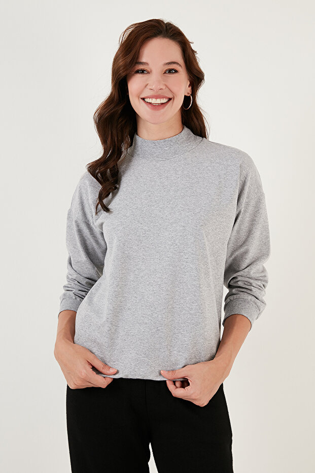 Pamuklu Dik Yaka Basic Örme Sweat SWEAT 5863323 - 4