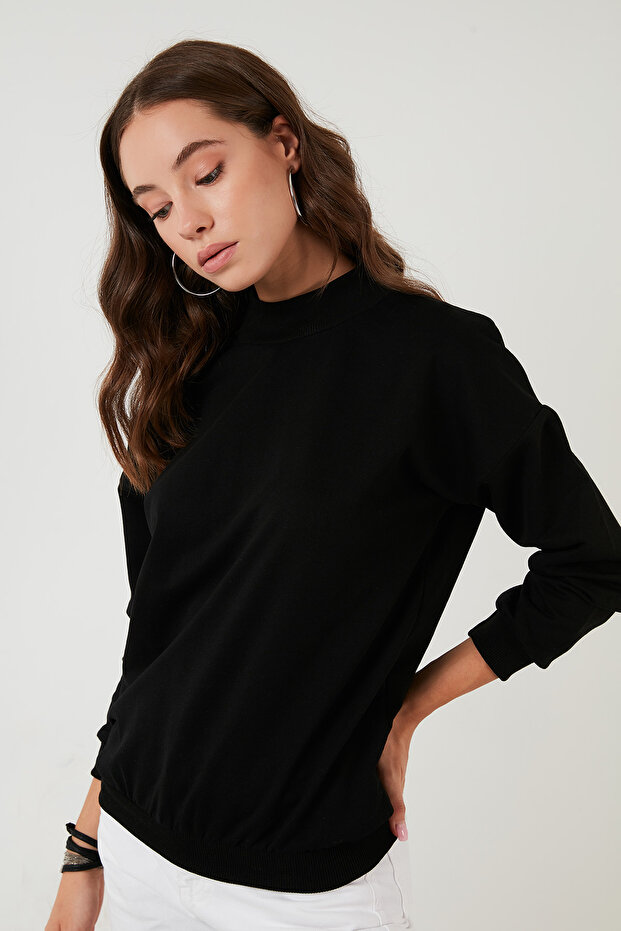 Pamuklu Dik Yaka Basic Örme Sweat SWEAT 5863323 - 4