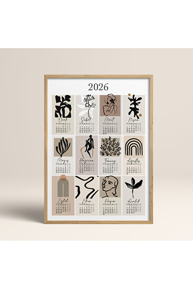 Çerçeveli Tekli Takvim Tablo Poster Tablo TK/191 - 5