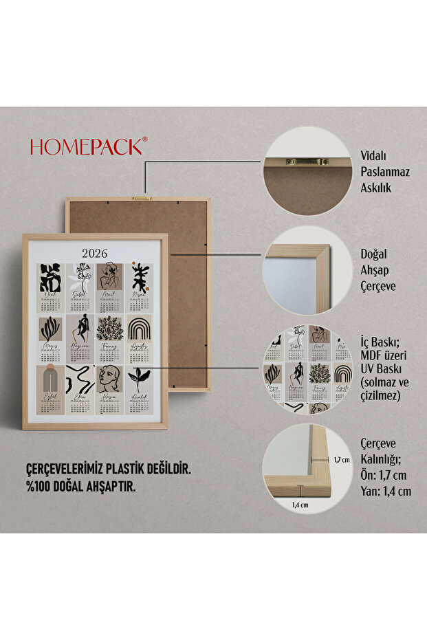 Çerçeveli Tekli Takvim Tablo Poster Tablo TK/191 - 6
