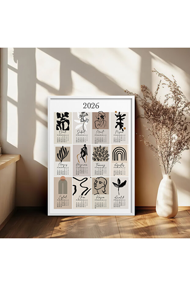 Çerçeveli Tekli Takvim Tablo Poster Tablo TK/191 - 3