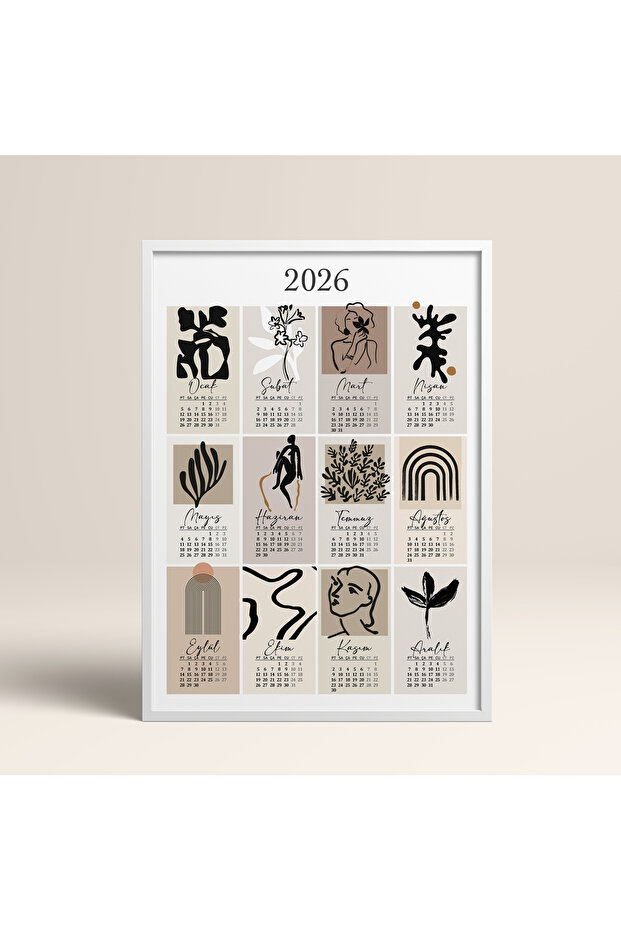 Çerçeveli Tekli Takvim Tablo Poster Tablo TK/191 - 5