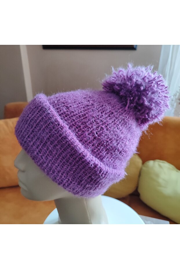 Paris Dev Ponponlu Çift Kat Bere Beyaz - 8