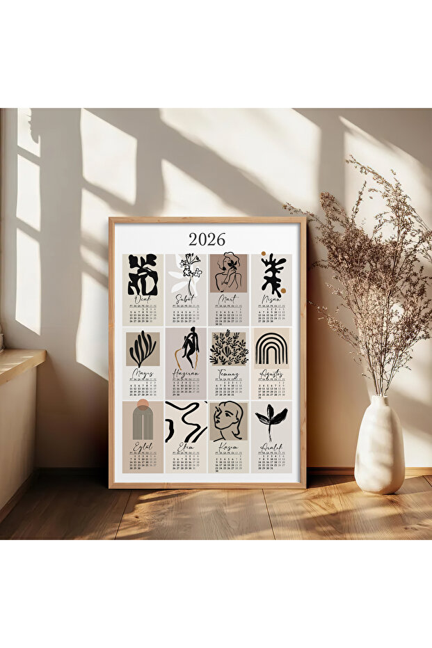 Çerçeveli Tekli Takvim Tablo Poster Tablo TK/191 - 3