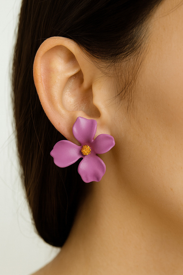 Mini Flower Earrings Purple Color