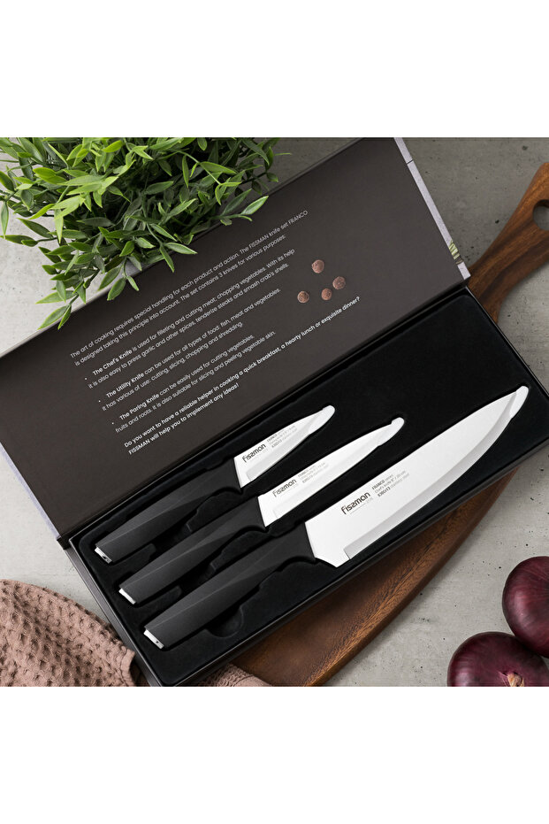 3-Piece Knife Set Stainless Steel, 8'' Chef Knife | 5'' Utility Knife | 3.5'' Paring Knife