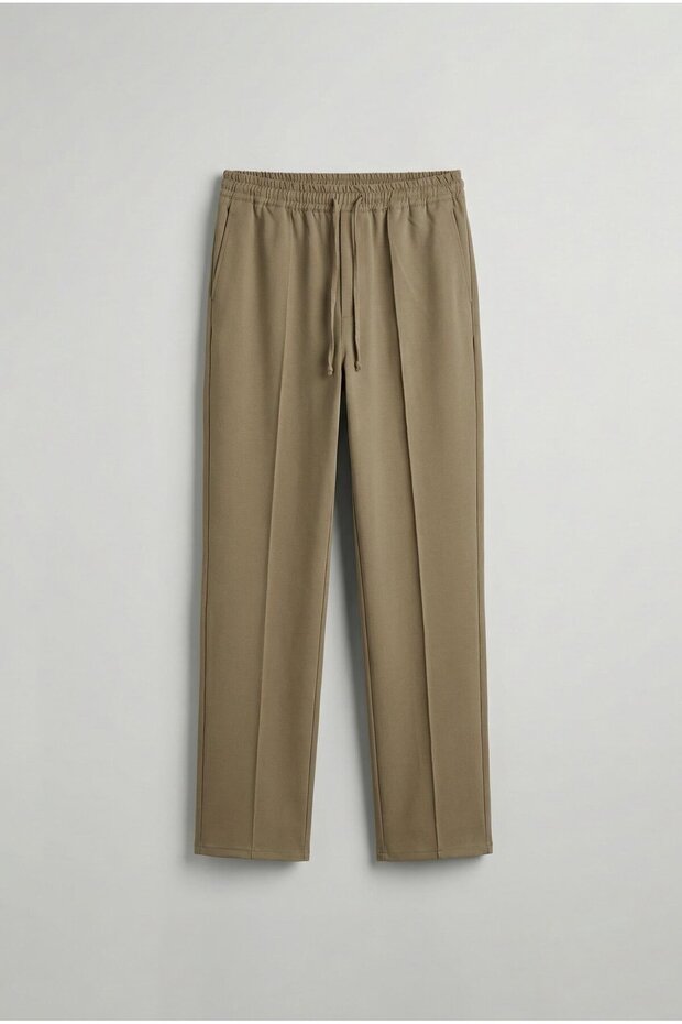 Men's Elastic Waist Baggy Pants Light Brown