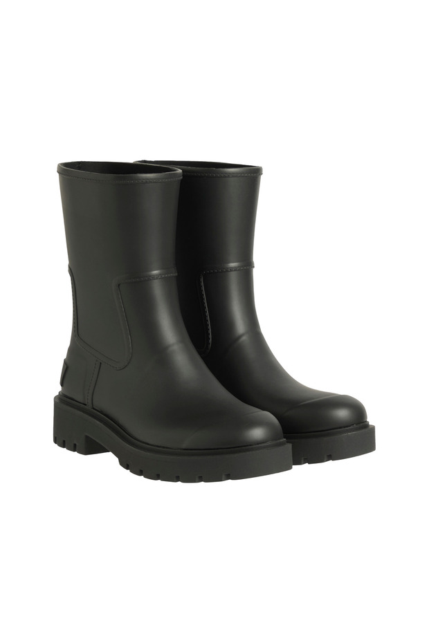 Women's Waterproof Serrated Sole Rain Boots - Black