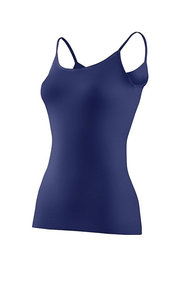 2169 Navy Blue Stretch Fabric Strap Women's Tank Top