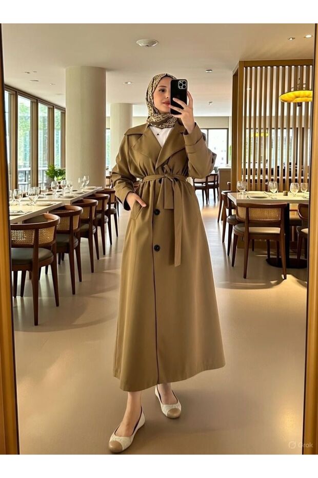Alviera Long Trench Coat TNS-4325