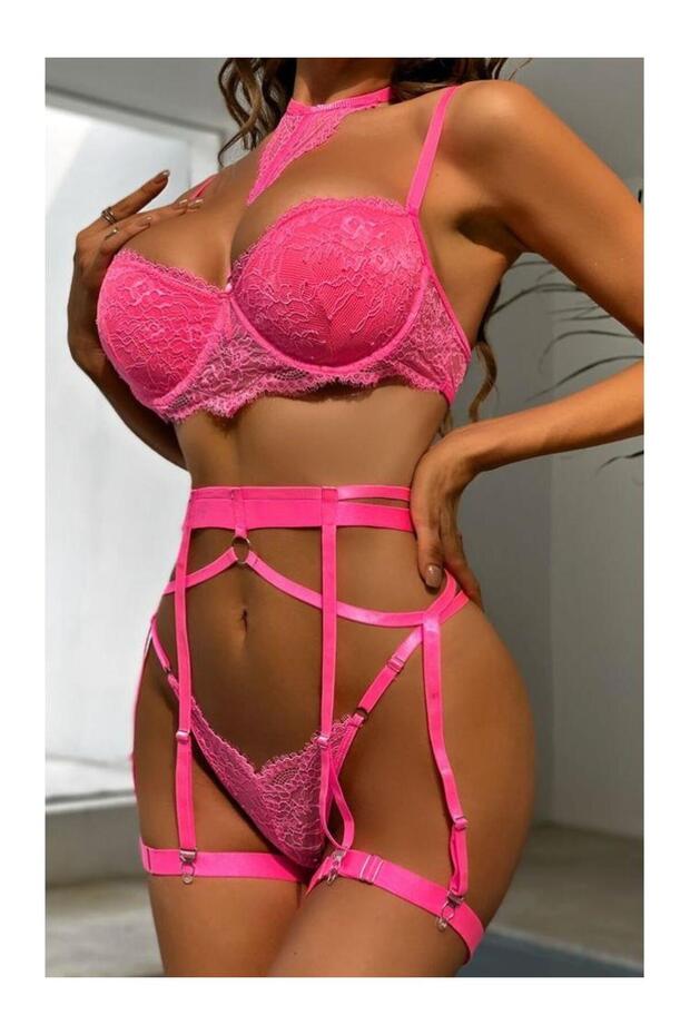 8425 model Flower Patterned Garter Set - 3