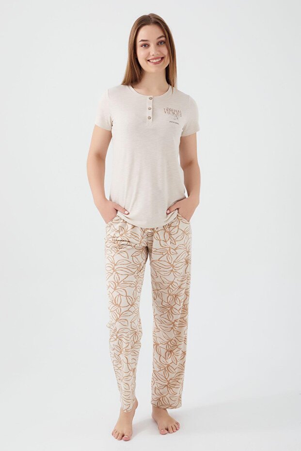8521 Tropical Vibes Women's Short Sleeve Pajama Suit