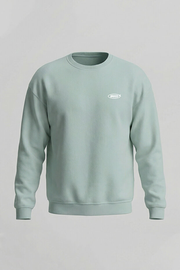 Erkek Oversize Gri Basic Şardonlu Sweatshirt - 1