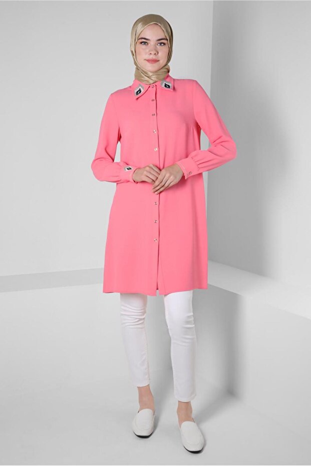 EMBROIDERY DETAIL BUTTON TUNIC 43792
