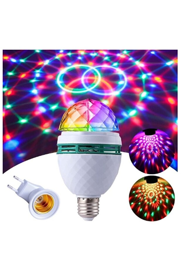 3X Rotating RGB LED Bulb, compatible with E27 socket, ambient lighting, automatic rotation - 1