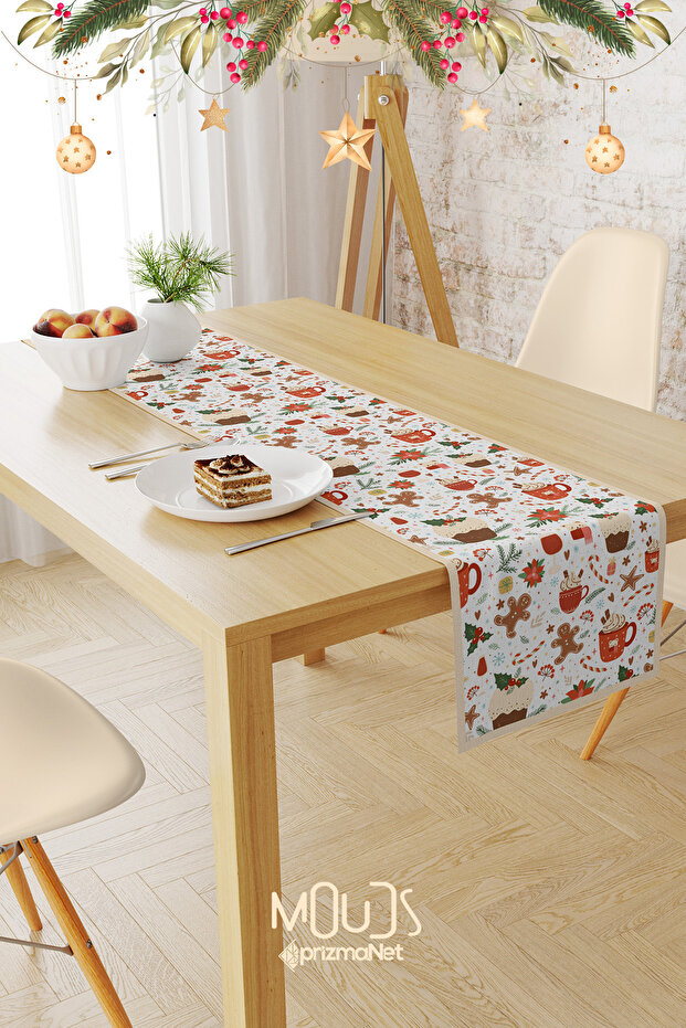 كعكة عيد الميلاد منقوشة من جلد الغزال عداء مفرش المائدة - 2