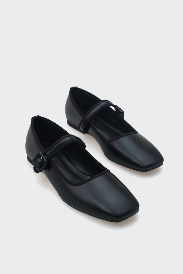 Women's Buckle Detailed Matte Women's Ballerinas