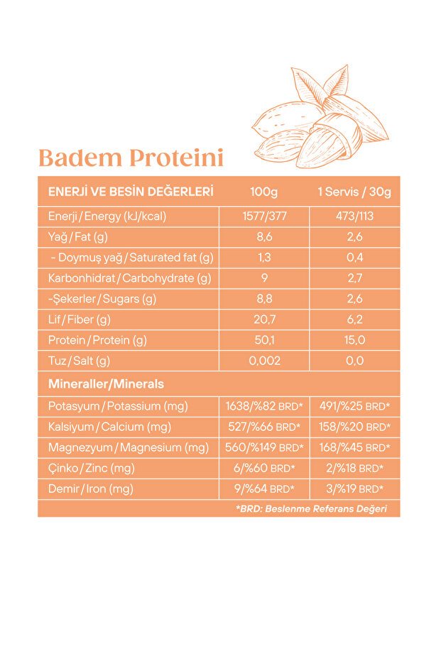 Badem Proteini 330 g | %100 Bitkisel Protein - 9