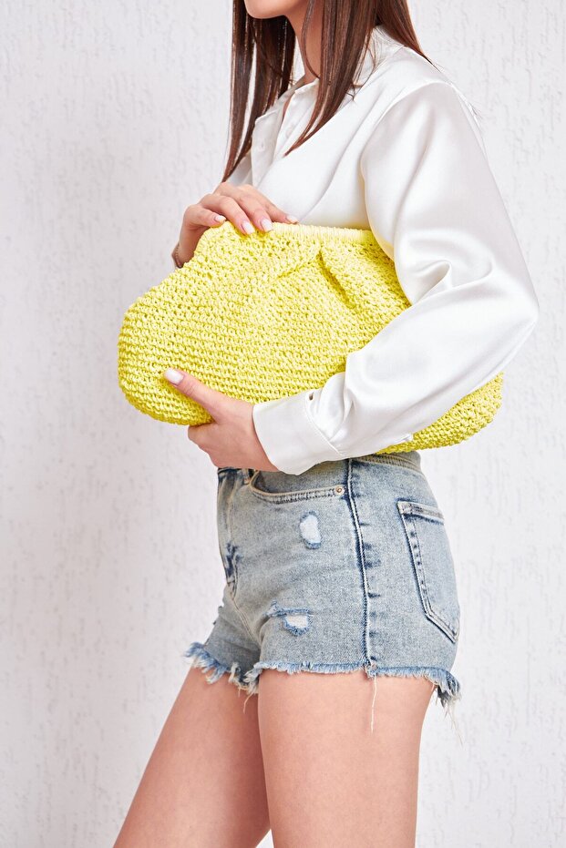 Oeil De Grace Hand Knitted Scholarship Stylish Handbag | Yellow | Lined | Scholarship Bag | Daily & Special Occasion |