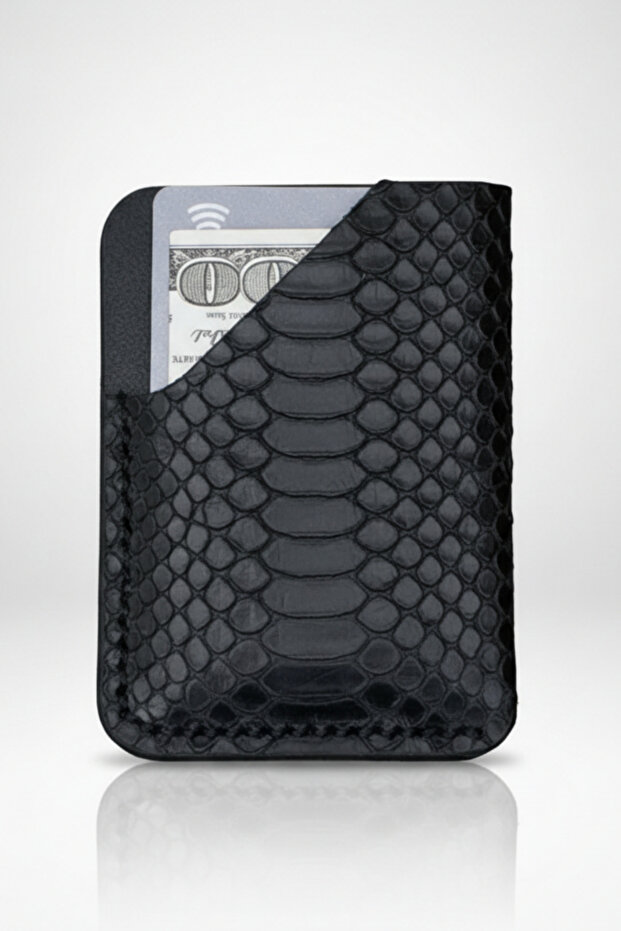 Real Leather Handmade Genuine Leather Wallet Card Holder Italian Stitching Exclusive Genuine Leather Snake Print
