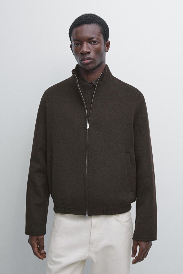 Yün karışımlı dik yaka ceket - 2