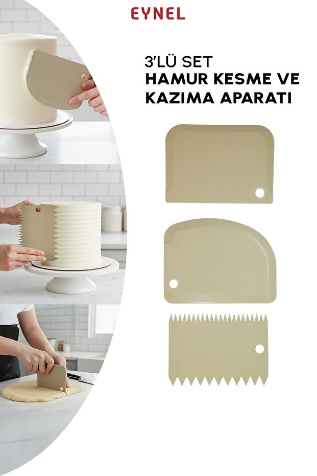 Plastic Dough Pastry Cutter Scraper Shaper Kneader Apparatus Set of 3