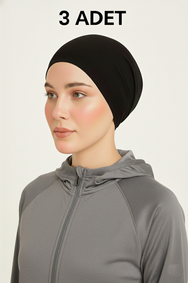 Black Tube Bonnet – Hijab Bonnet Comfortable and Non-Slip Design, Shawl Bonnet, Scarf Bonnet 3 Pieces