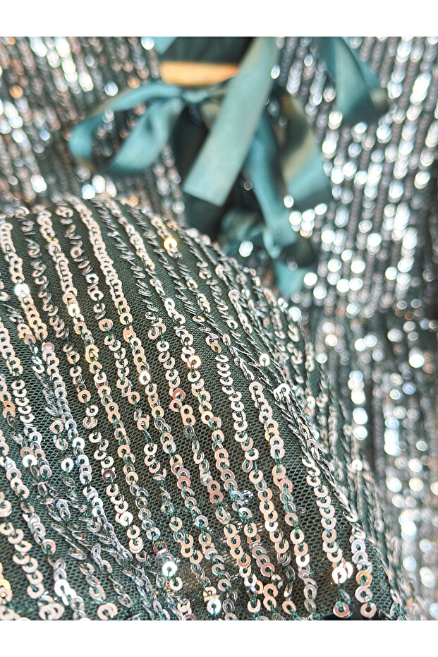 Pullu Balon Kol Elbise - 6