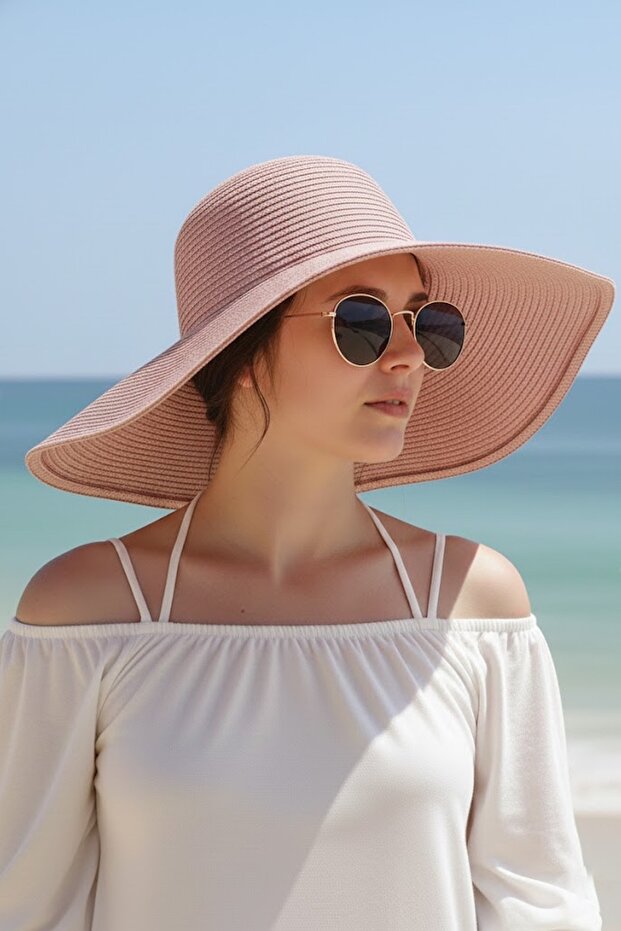 Wide Straw Hat Powder 14232