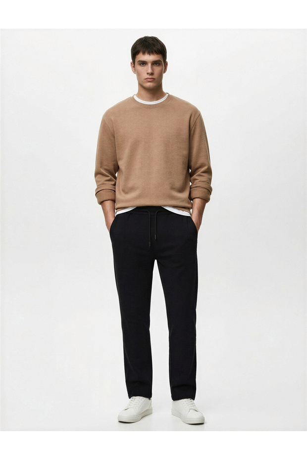 Cotton Regular Fit Pocketed Lace-Up Waist Sweatpants