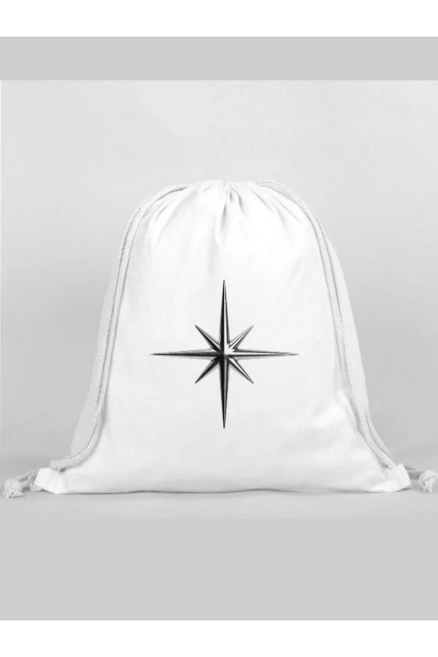 Star Printed Backpack - Drawstring Sports Bag - 1