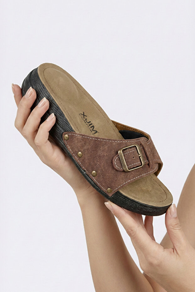 Women's Tan Orthopedic Slippers Hallux Heel Spur Bone Protrusion Supported Comfortable Daily Wear