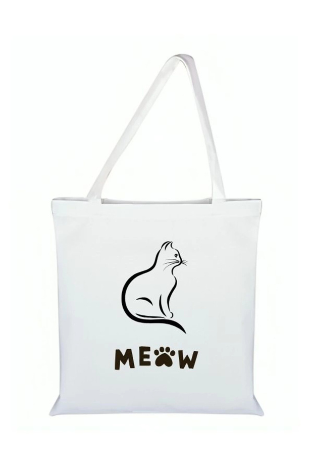 حقيبة قماش مطبوعة على شكل قطة - حقيبة على شكل قطة - 1