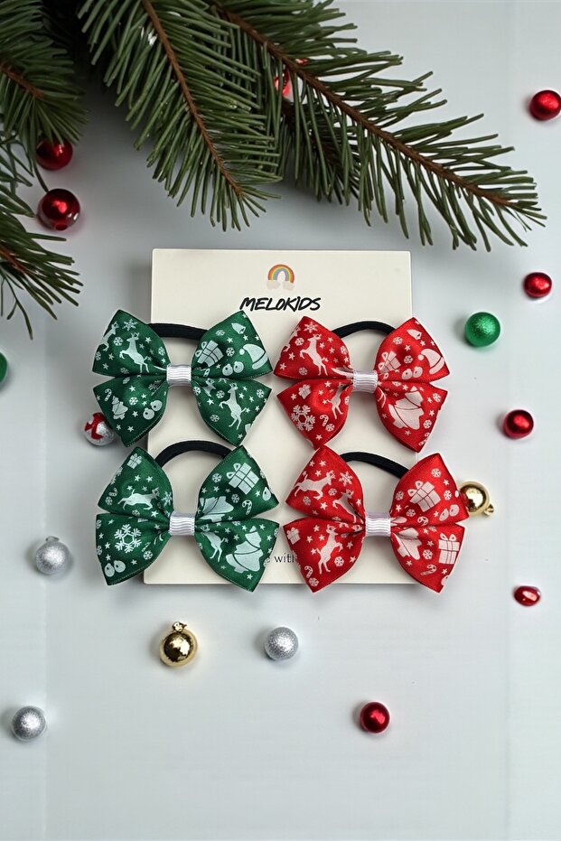 New Year Themed 4-Piece Ribbon Buckle Set - Elastic