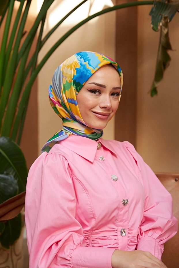 وشاح ريلاكس رينبو الناعم أزرق أصفر 1154-01