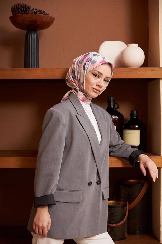 Colorday Nokta Soft Scarf Gray Navy Blue 1161-05