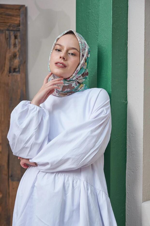 وشاح فيسكوز قطن أخضر فاتح من النرجس