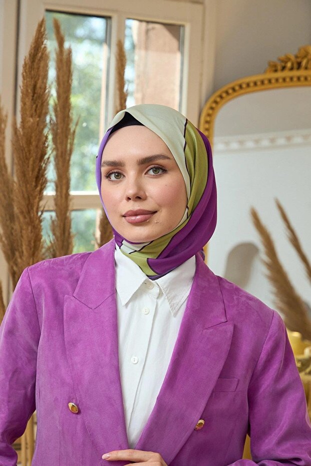 Summer Shine Collection Soft Scarf Oil Green Plum 1190-06