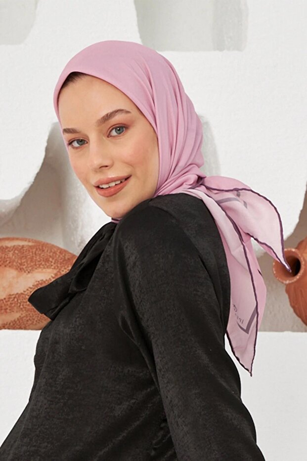 Plain Patterned Pastel Pink Cotton Viscose Scarf
