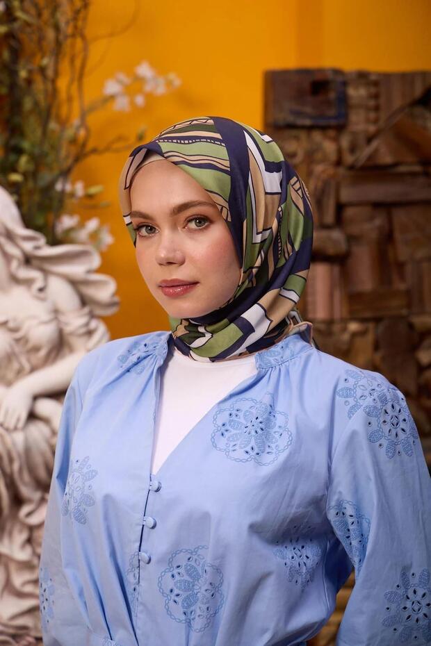 مجموعة مراكش وشاح ناعم أزرق داكن كاكي 1197-05