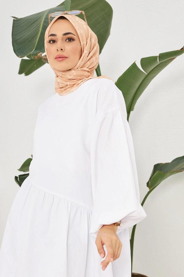 وشاح فيسكوز قطني باللون الزيتوني الذهبي - مقاس مريح