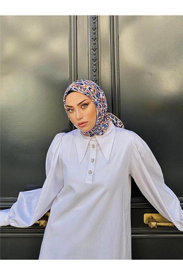 وشاح ريلاكس إبرولي الناعم باللون الأبيض الكريمي 1147-11