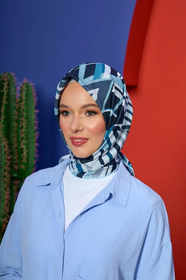 مجموعة مراكش وشاح ناعم باللون الفيروزي الأسود 1208-10